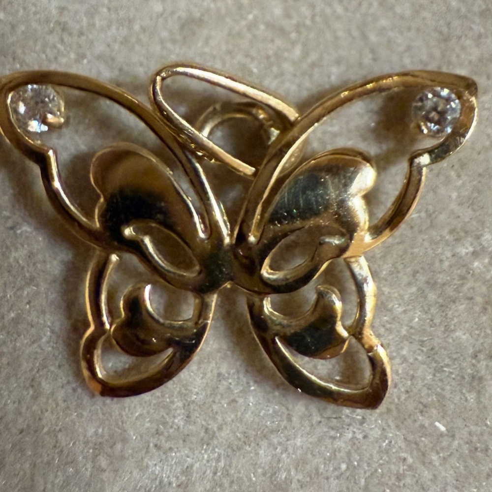 14k Solid Gold Butterfly Charm